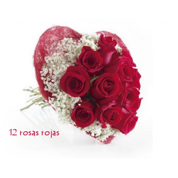 Corazón de rosas rojas